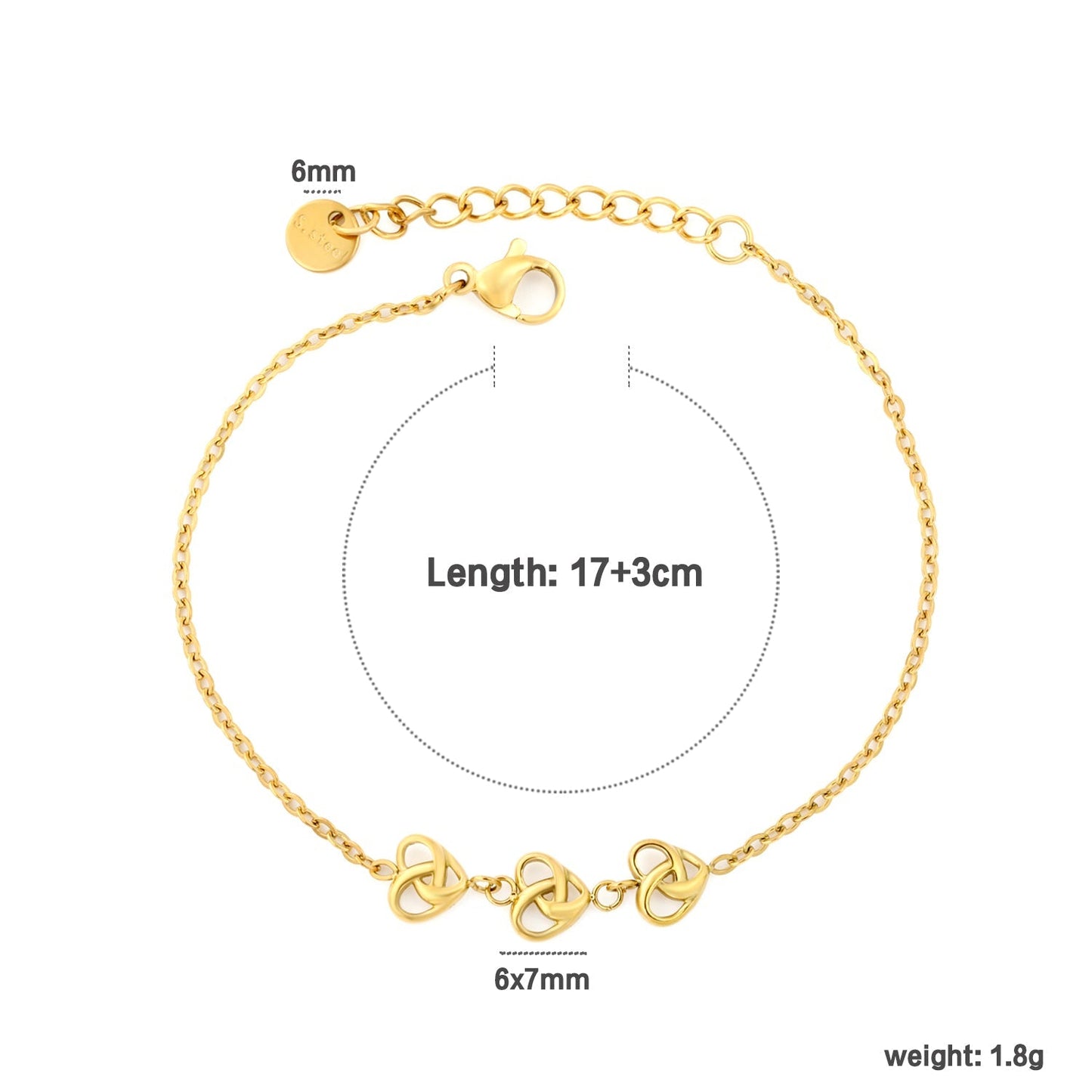 Non-Tarnish 304L Stainless Steel Trinity Celtic Knot Motif Bracelet