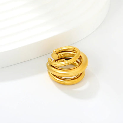 Waterproof 18K Gold Plated Heavyweight Interwoven Band Open Ring
