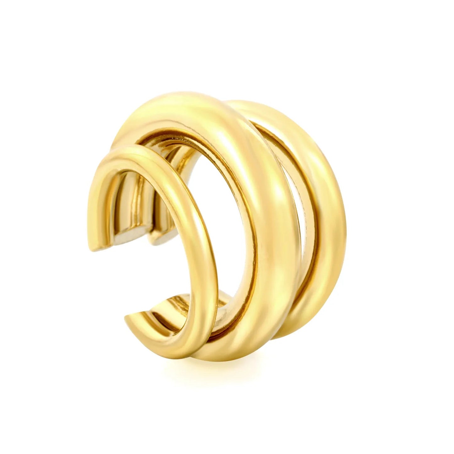 Waterproof 18K Gold Plated Heavyweight Interwoven Band Open Ring