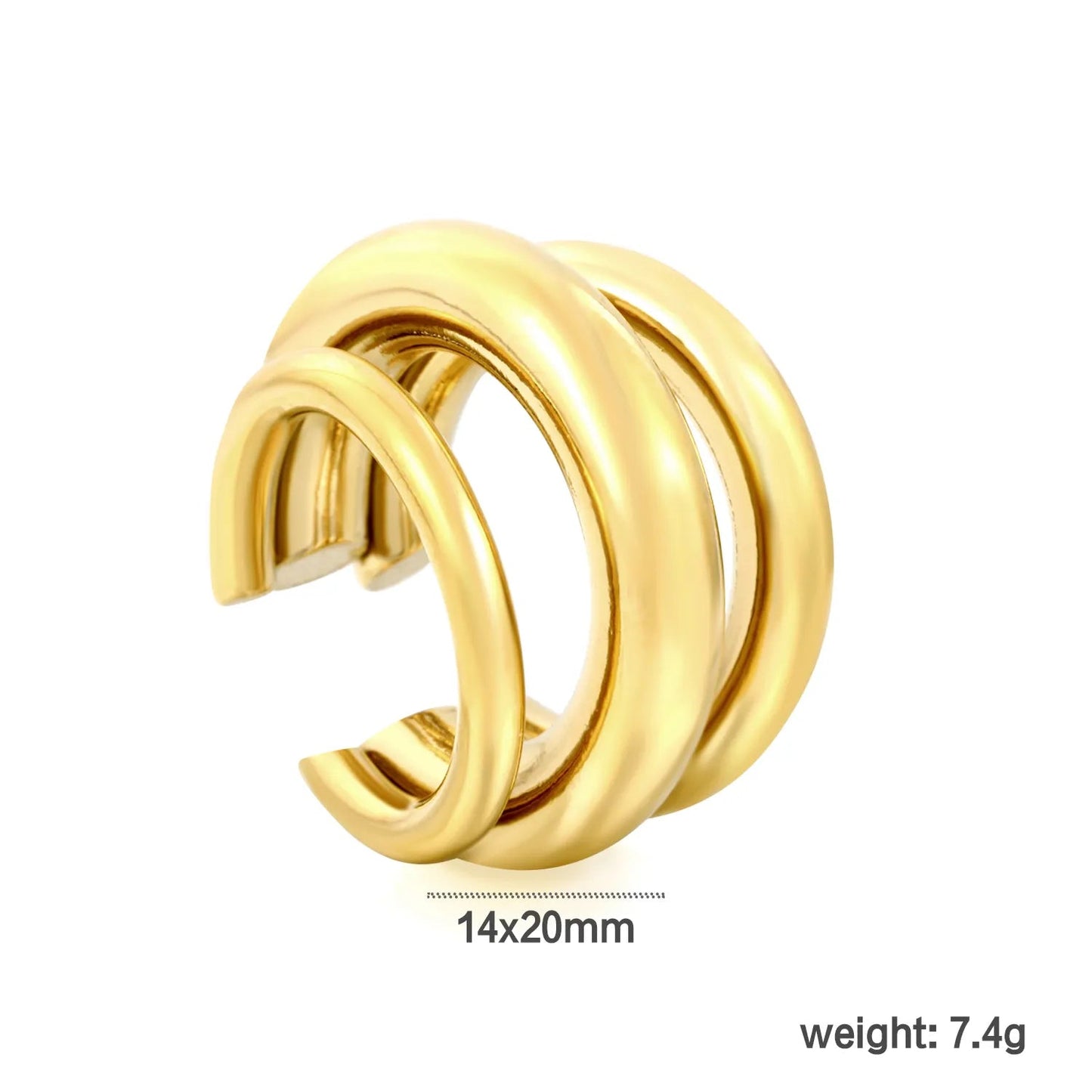 Waterproof 18K Gold Plated Heavyweight Interwoven Band Open Ring