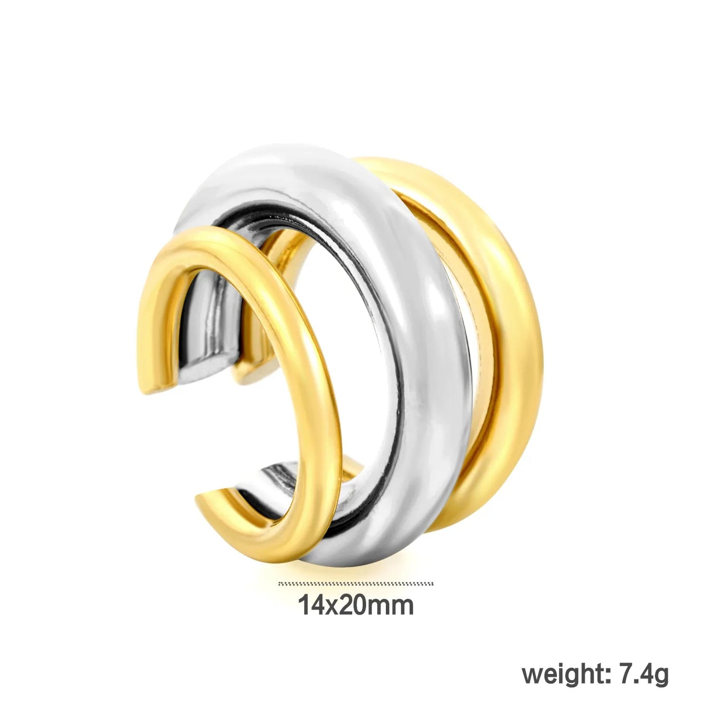 Waterproof 18K Gold Plated Heavyweight Interwoven Band Open Ring