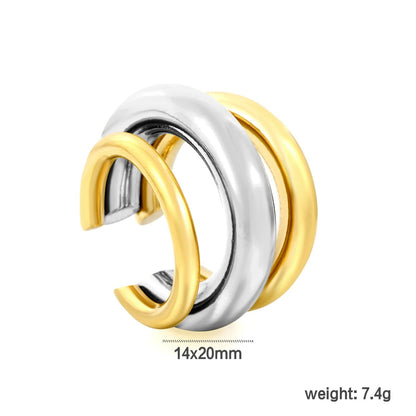 Waterproof 18K Gold Plated Heavyweight Interwoven Band Open Ring