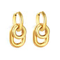 Chunky Triple Link Drop Hoop Earrings | Gold Stainless Steel