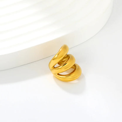 Non-Tarnish 304L Stainless Steel Curved Triple Wave Band Jewelry