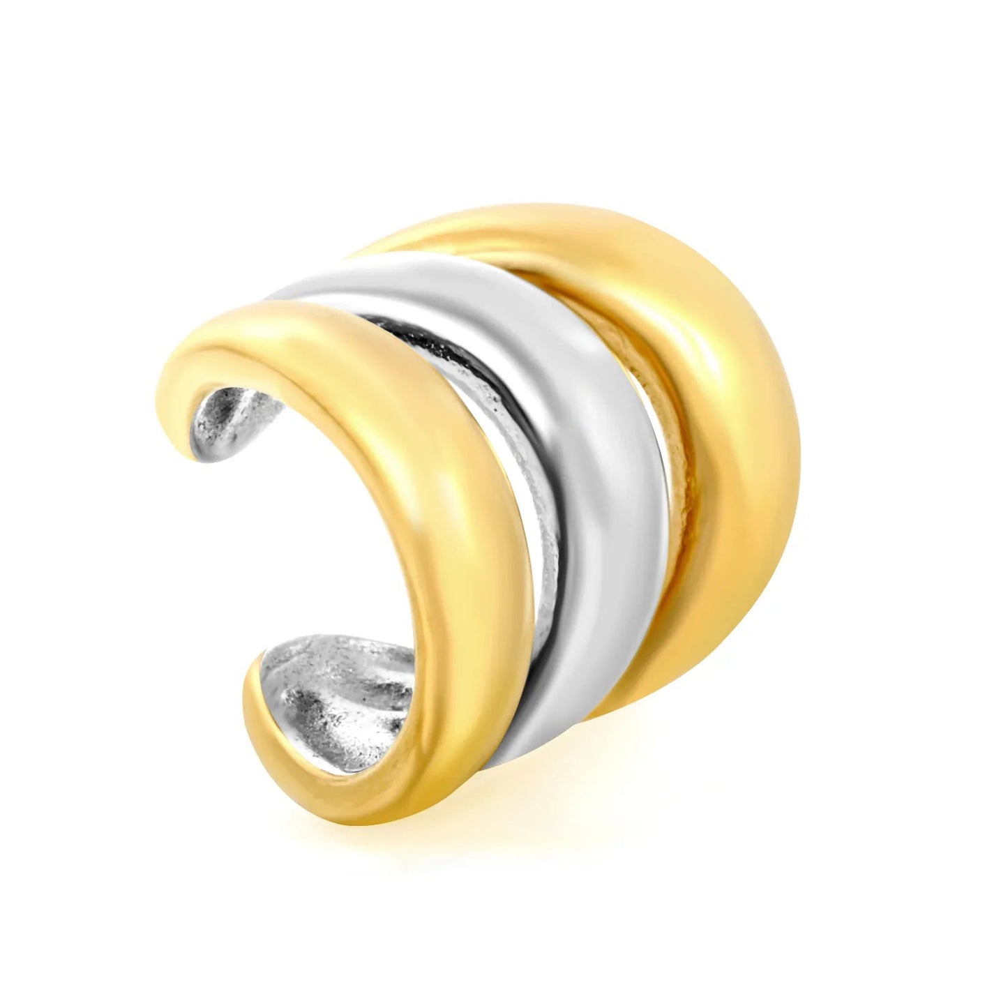 Non-Tarnish 304L Stainless Steel Curved Triple Wave Band Jewelry