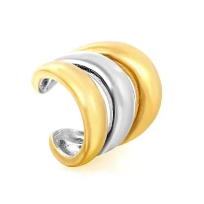 Non-Tarnish 304L Stainless Steel Curved Triple Wave Band Jewelry