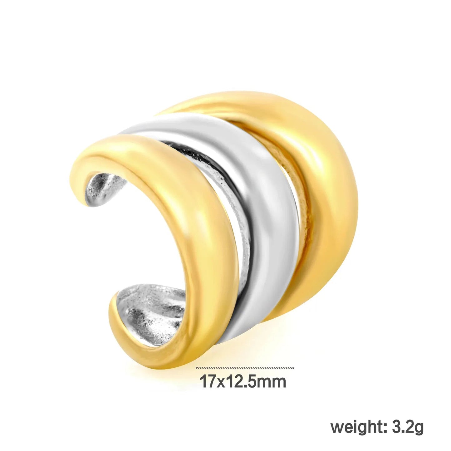Non-Tarnish 304L Stainless Steel Curved Triple Wave Band Jewelry