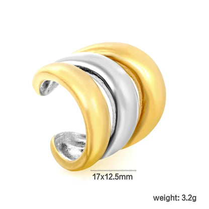 Non-Tarnish 304L Stainless Steel Curved Triple Wave Band Jewelry