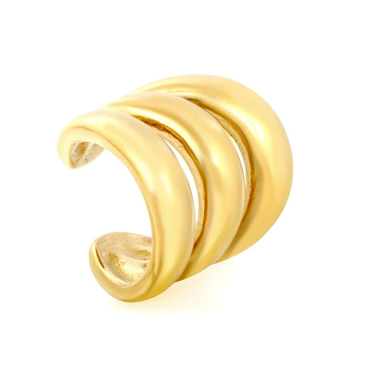 Non-Tarnish 304L Stainless Steel Curved Triple Wave Band Jewelry