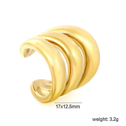 Non-Tarnish 304L Stainless Steel Curved Triple Wave Band Jewelry
