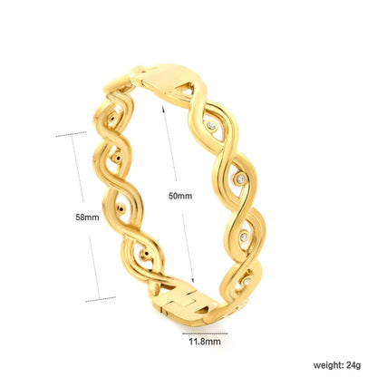 Verified Supplier 18K Gold Plated Spring Clasp Wave CZ Bangle Wholesale