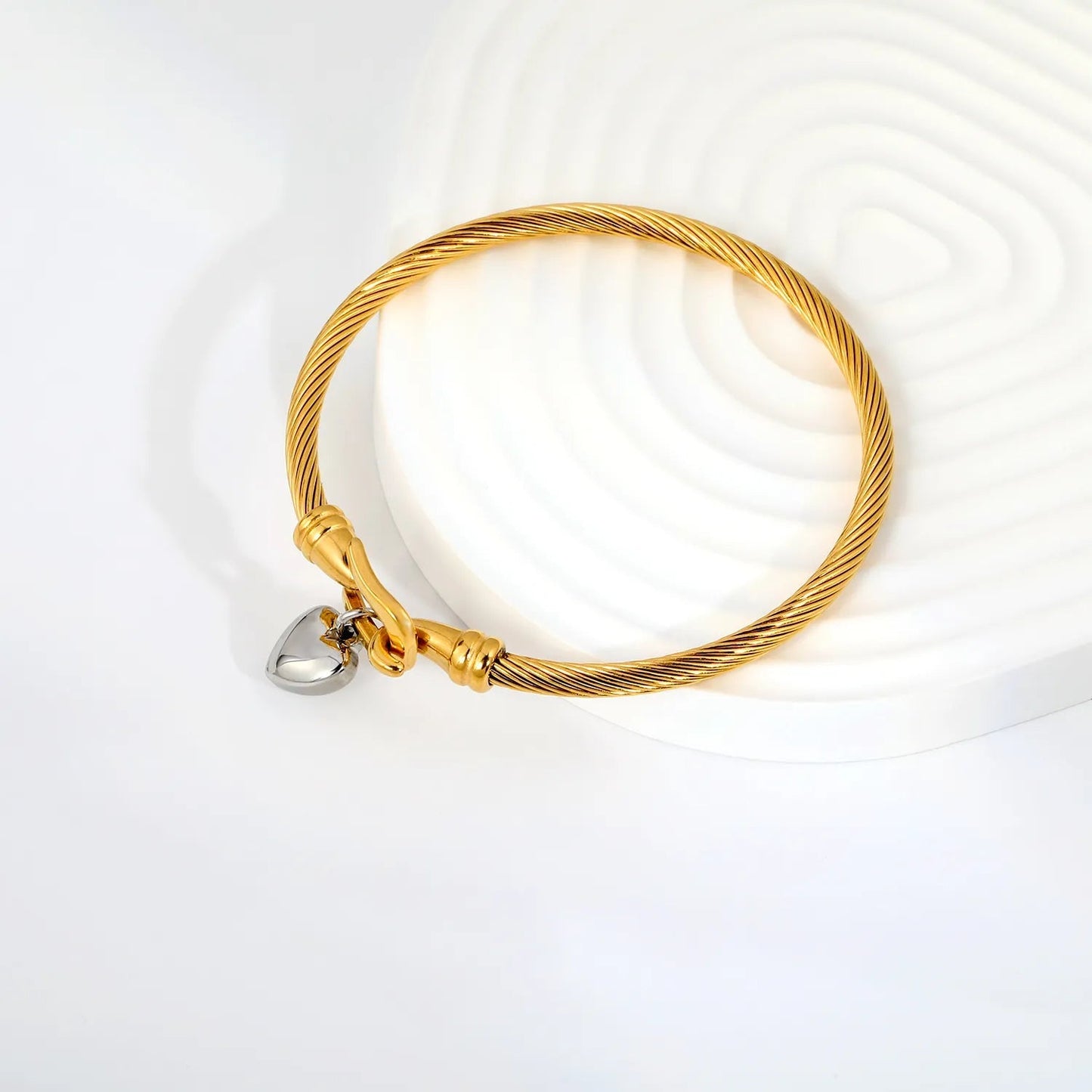 Heavyweight Twisted Cable Rope Bangle 304L Stainless Steel Unisex