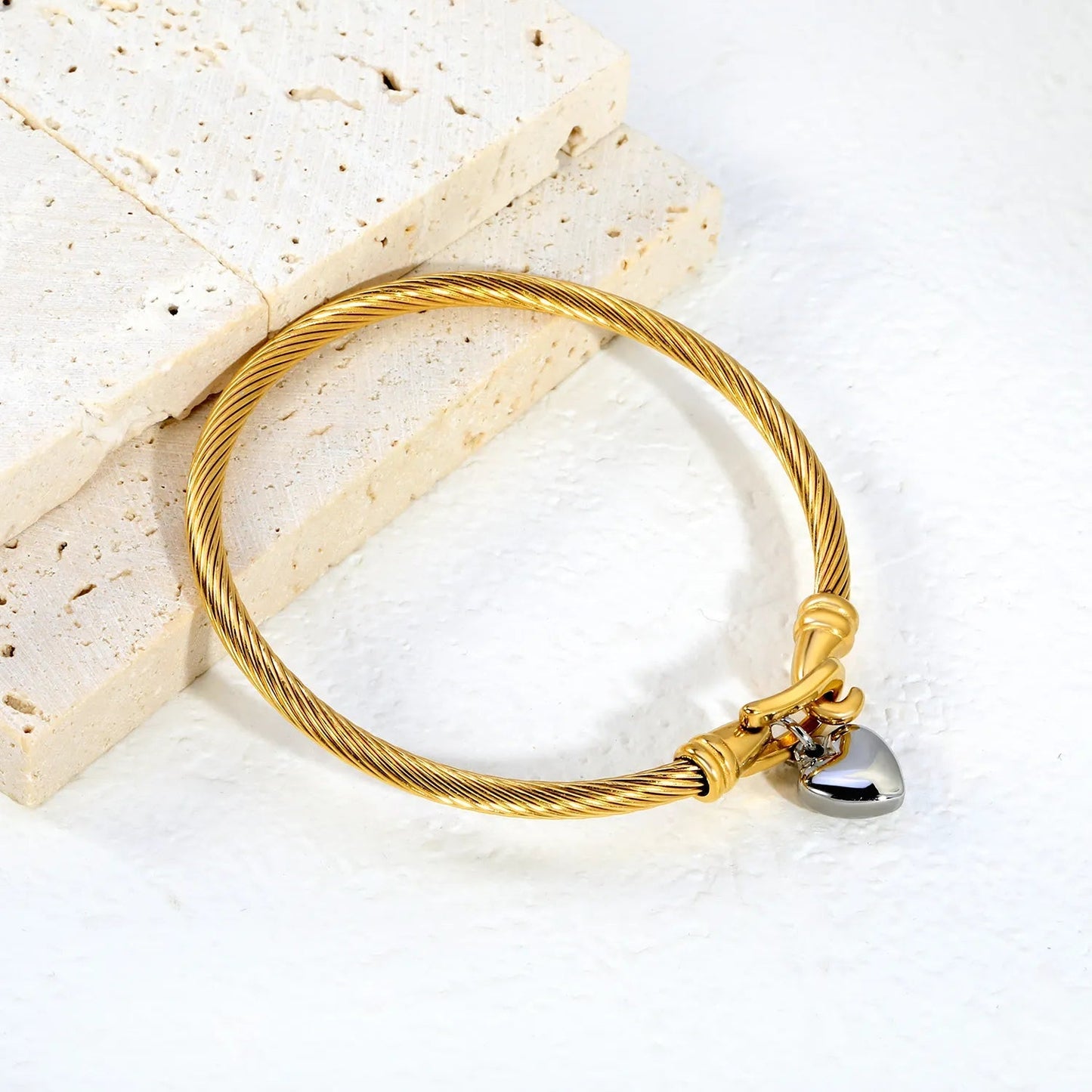 Heavyweight Twisted Cable Rope Bangle 304L Stainless Steel Unisex