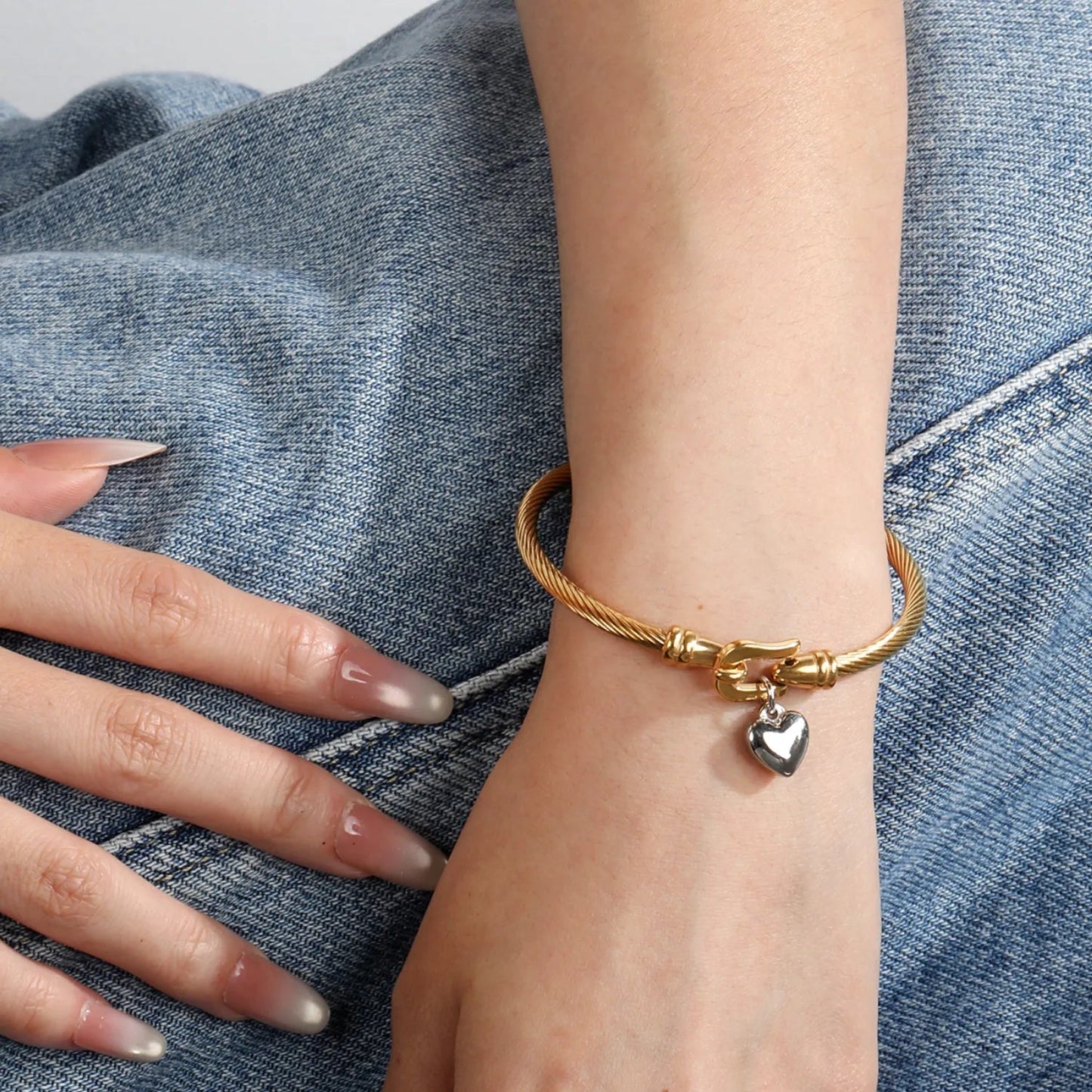Heavyweight Twisted Cable Rope Bangle 304L Stainless Steel Unisex