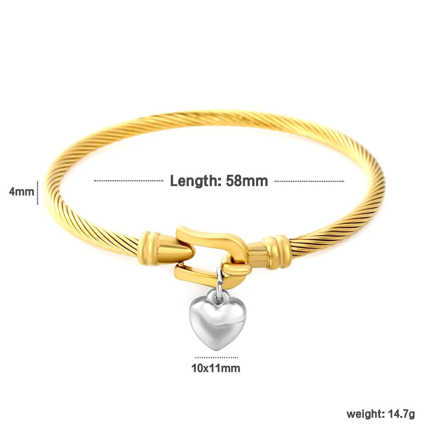 Heavyweight Twisted Cable Rope Bangle 304L Stainless Steel Unisex