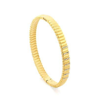 Bulk 60x50mm inner diameter 6.5mm width vertical ribbed CZ bangle 304L