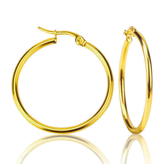 Wholesale 18K Gold Large Hoop Earrings Smooth Design Classic Style
