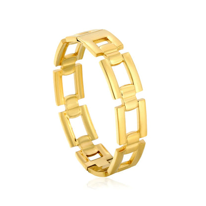 Unisex Watch Band Link Gold Bangle Waterproof Geometric Square Cutout Hinged Bangle