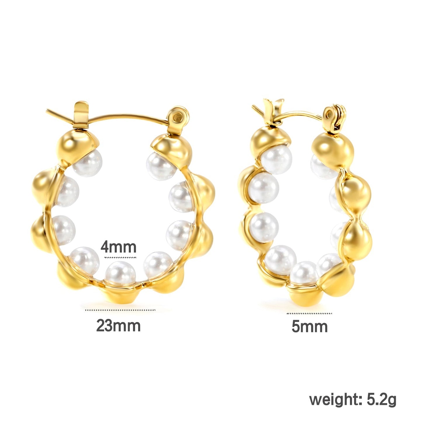 Premium anti-allergy waterproof scalloped ribbon pearl hoops 0 MOQ