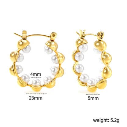 Premium anti-allergy waterproof scalloped ribbon pearl hoops 0 MOQ