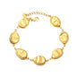 18K PVD Gold Plated Horizontal Wave Brushed Pebble Bracelet Non-Tarnish