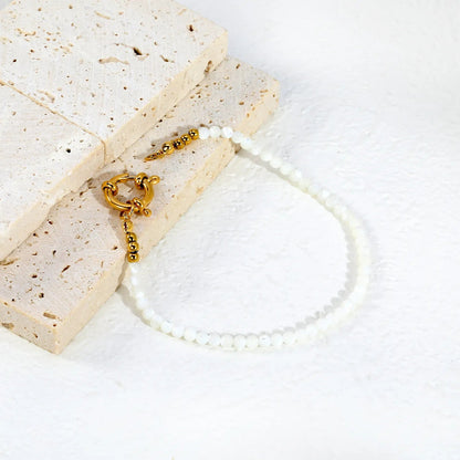 Boutique Jewelry Wholesale: Boho Pearl-Sheen Anchor Clasp Bracelets