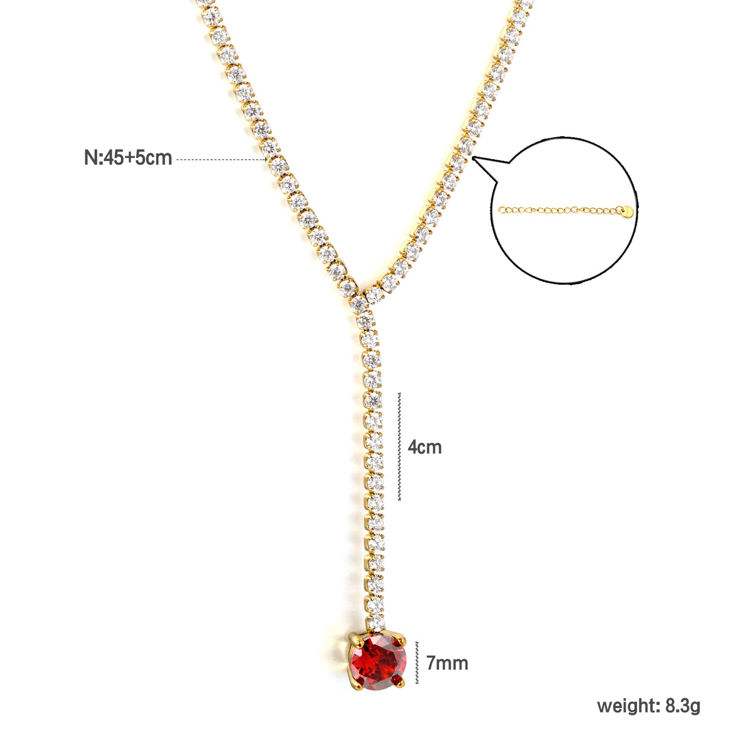 Elegant Red Crystal Pendant Y-Necklace for Evening Wear
