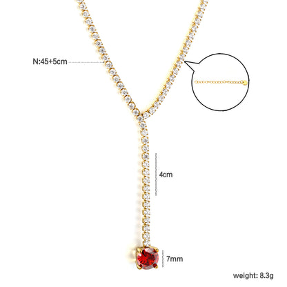 Elegant Red Crystal Pendant Y-Necklace for Evening Wear